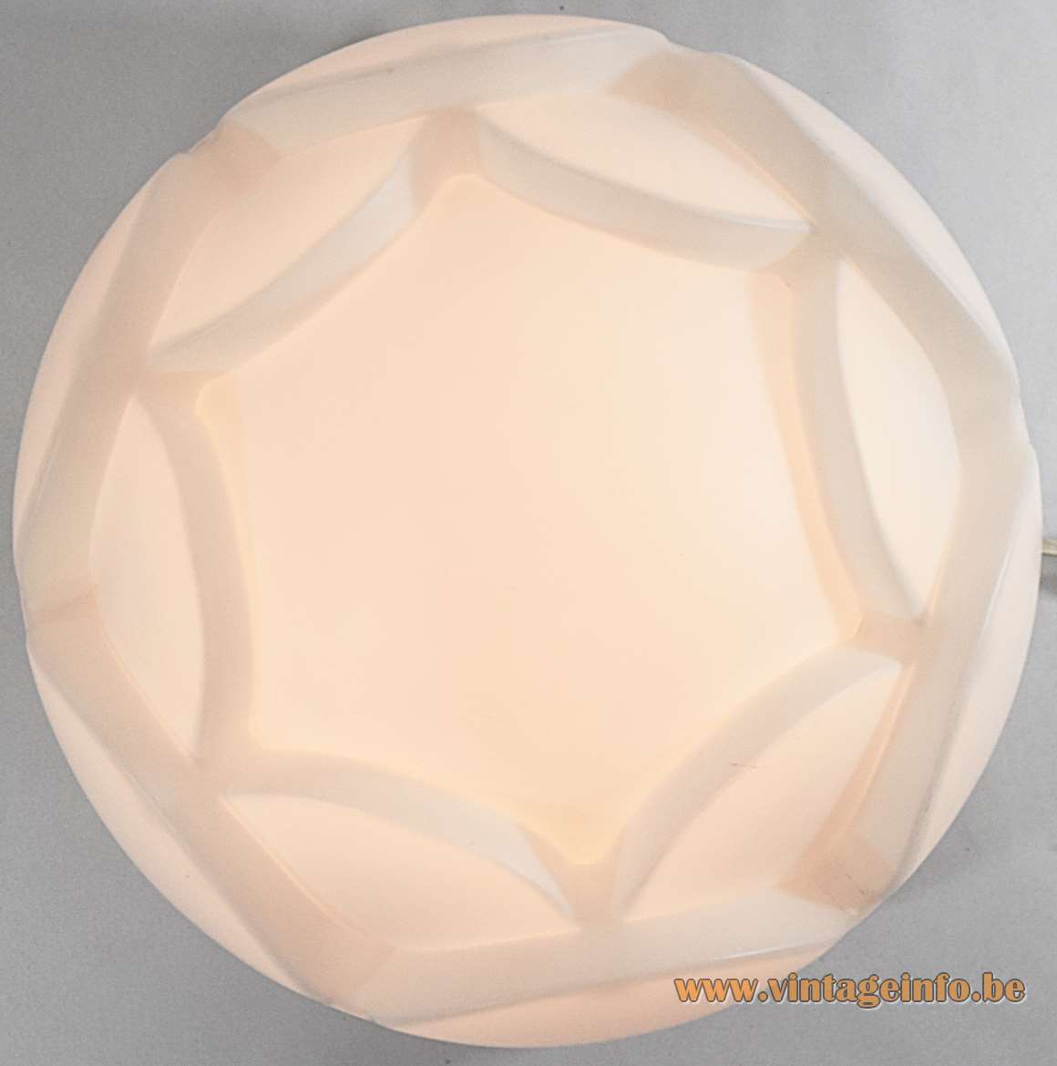 Peill + Putzler Nizza Flush Mount - Wall Lamp - 1970s, 1980s, Germany Peill + Putzler Nizza flush mount wall lamp round white opal frosted glass artichoke flower lampshade 1970s ceiling lamp