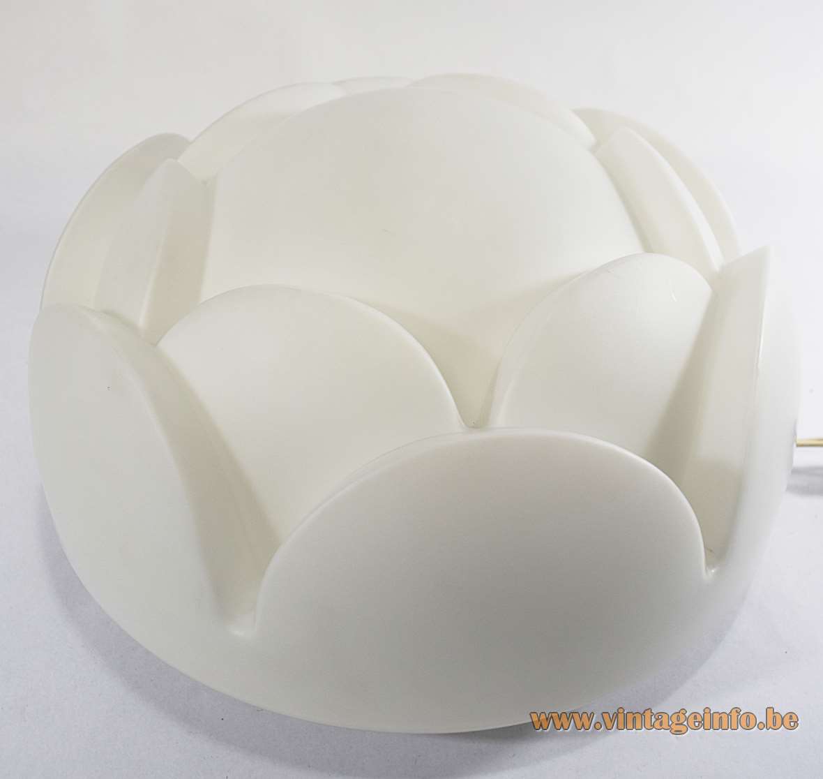 Peill + Putzler Nizza Flush Mount - Wall Lamp - 1970s, 1980s, Germany Peill + Putzler Nizza flush mount wall lamp round white opal frosted glass artichoke flower lampshade 1970s ceiling lamp