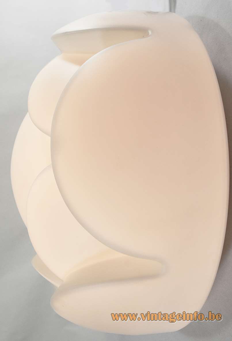 Peill + Putzler Nizza Flush Mount - Wall Lamp - 1970s, 1980s, Germany Peill + Putzler Nizza flush mount wall lamp round white opal frosted glass artichoke flower lampshade 1970s ceiling lamp