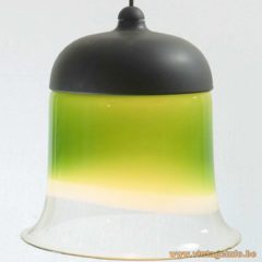 Peill + Putzler Sylt pendant lamp model: AH182 1365 green glass lampshade black lid 1970s Germany