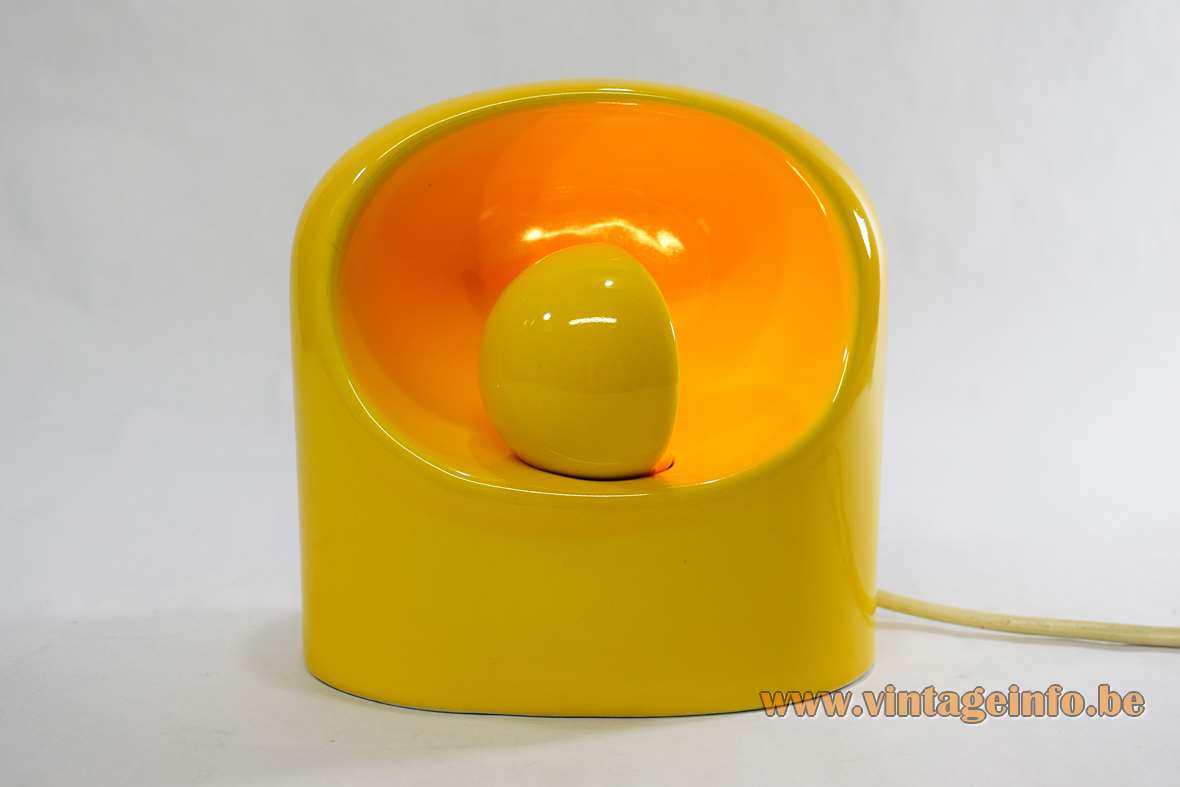Philips Venezia Table Lamp - 1970s Design: Not Marcello Cuneo Philips Venezia table lamp yellow glazed ceramics base & eclipse lampshade 1960s 1970s design SC3