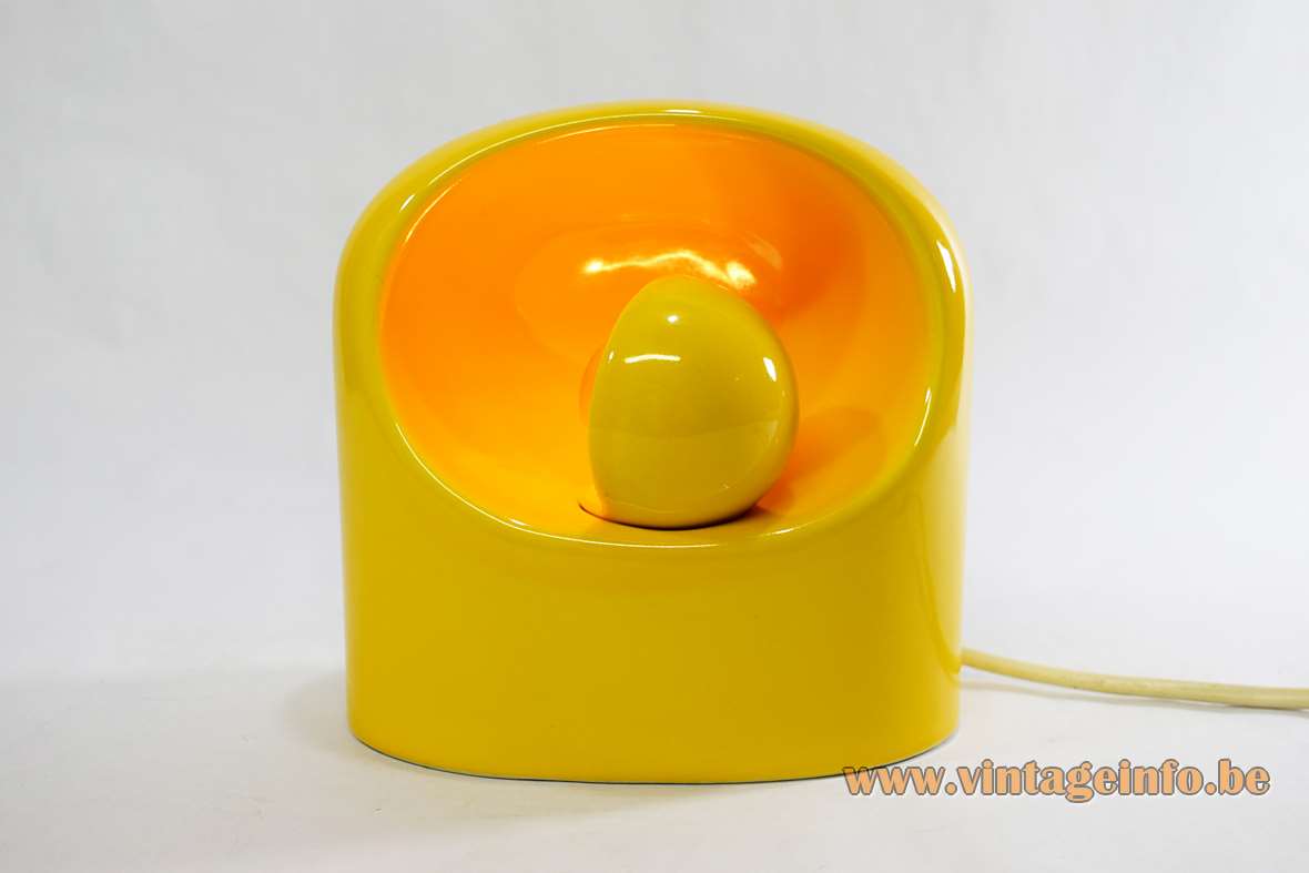Philips Venezia Table Lamp - 1970s Design: Not Marcello Cuneo Philips Venezia table lamp yellow glazed ceramics base & eclipse lampshade 1960s 1970s design SC3