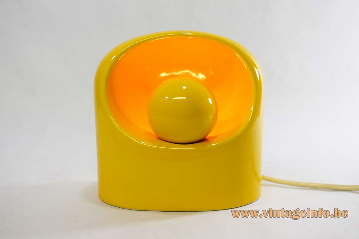 Philips Venezia Table Lamp - 1970s Design: Not Marcello Cuneo Philips Venezia table lamp yellow glazed ceramics base & eclipse lampshade 1960s 1970s design SC3