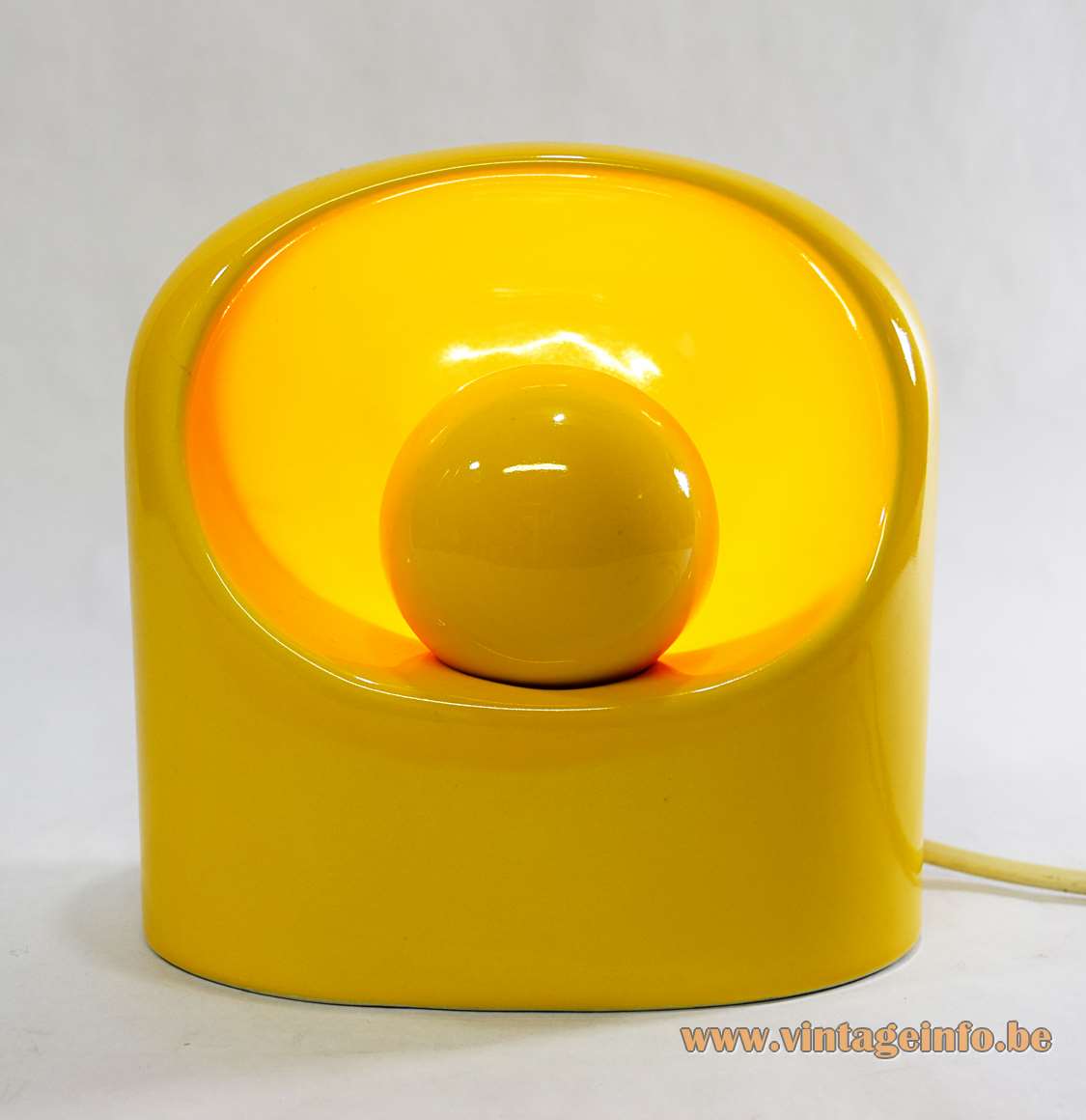 Philips Venezia Table Lamp - 1970s Design: Not Marcello Cuneo Philips Venezia table lamp yellow glazed ceramics base & eclipse lampshade 1960s 1970s design SC3