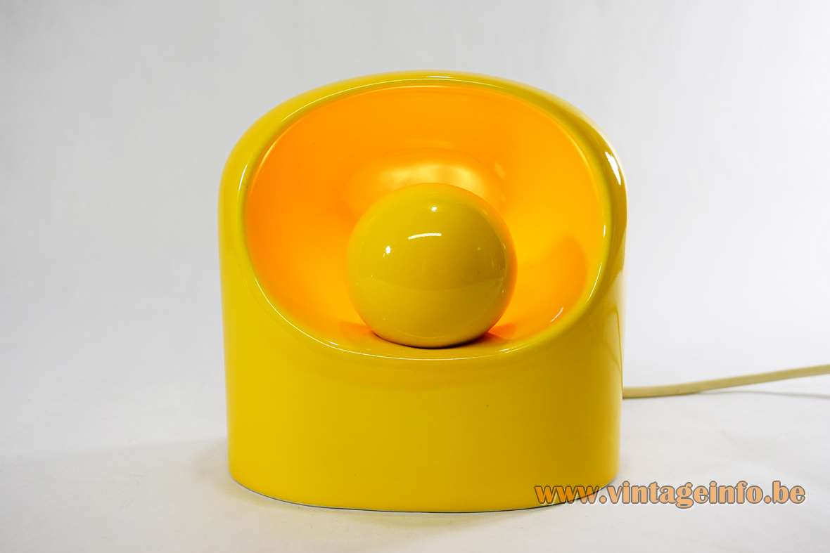 Philips Venezia Table Lamp - 1970s Design: Not Marcello Cuneo Philips Venezia table lamp yellow glazed ceramics base & eclipse lampshade 1960s 1970s design SC3