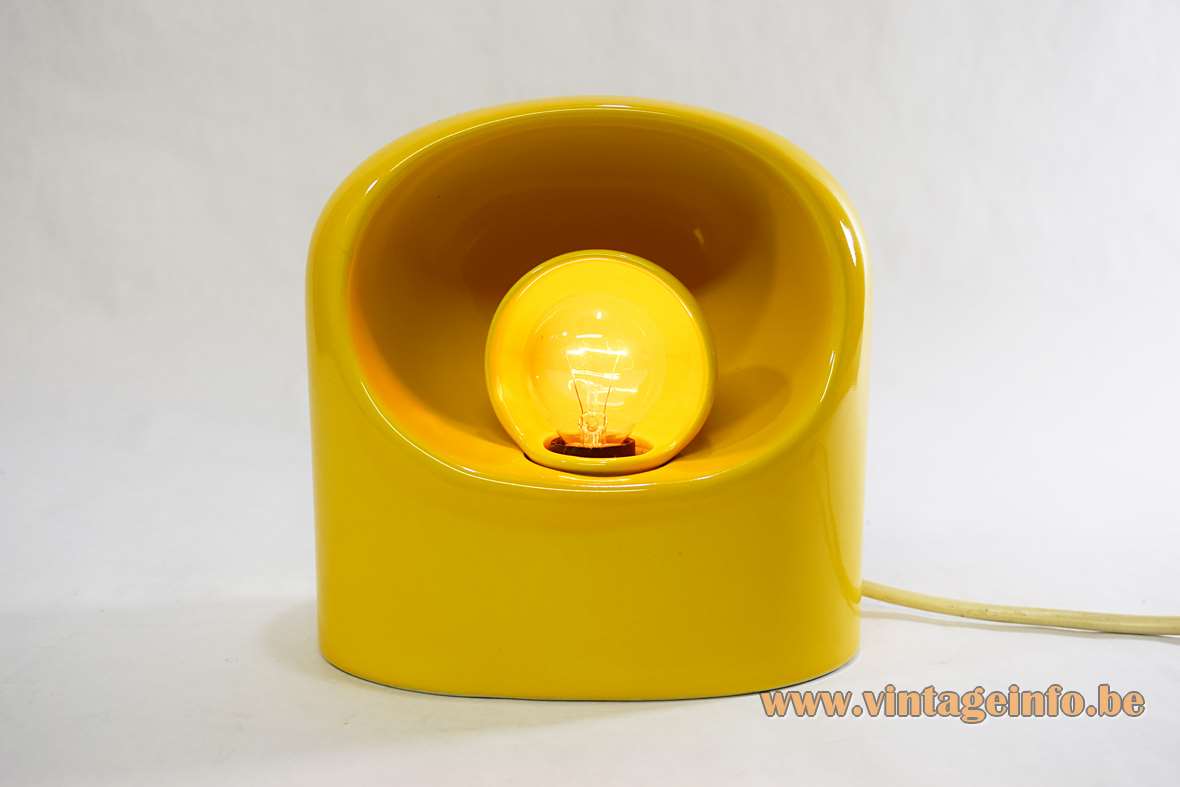 Philips Venezia Table Lamp - 1970s Design: Not Marcello Cuneo Philips Venezia table lamp yellow glazed ceramics base & eclipse lampshade 1960s 1970s design SC3