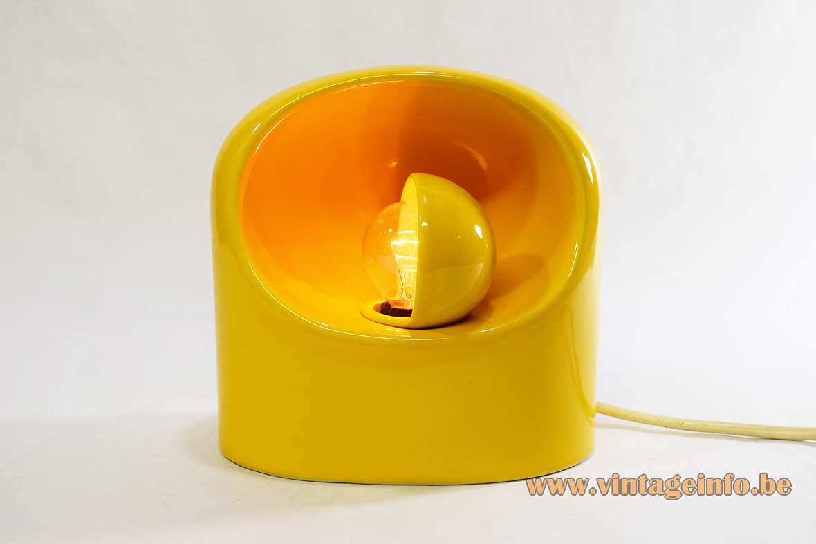 Philips Venezia Table Lamp - 1970s Design: Not Marcello Cuneo Philips Venezia table lamp yellow glazed ceramics base & eclipse lampshade 1960s 1970s design SC3