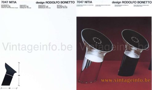 Rodolfo Bonetto Nitia table lamp 1970 Design House catalogue picture Harvey Guzzini
