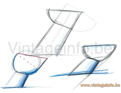 Rodolfo Bonetto Nitia table lamp sketch on paper