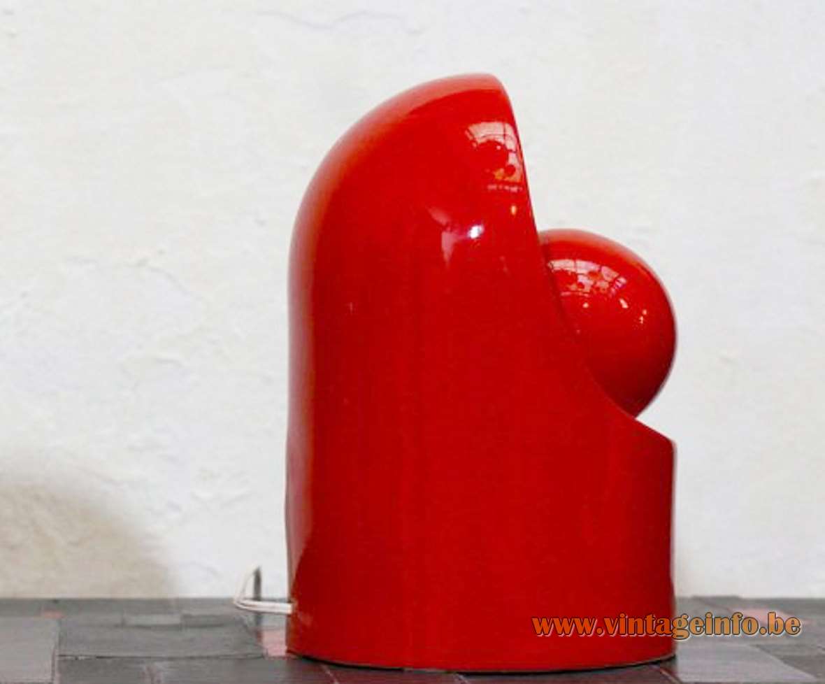 SC3 Venezia Table Lamp - 1970s Design: Not Marcello Cuneo SC3 Venezia table lamp red glazed ceramics base & eclipse lampshade 1960s 1970s design Philips