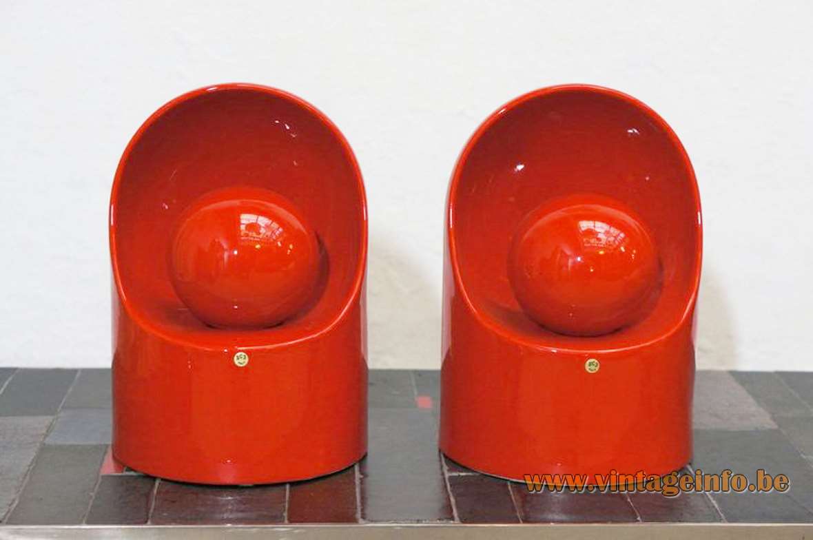SC3 Venezia Table Lamp - 1970s Design: Not Marcello Cuneo SC3 Venezia table lamp red glazed ceramics base & eclipse lampshade 1960s 1970s design Philips