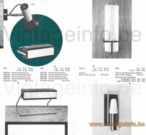 1960s adjustable Boulanger desk lamp 1960s Cosack catalogue picture models: 7852 4081 4067 4077 9671