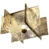 AV Mazzega Ghiaccio ceiling lamp model LP 256 square stacked elongated clear & brown ice glass plates lampshade 1970s design: Carlo Nason