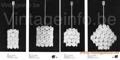 Cosack glass discs wall lamp 1968 catalogue pictures pendant lamps & chandeliers models 3302, 3303, 3304 & 3306
