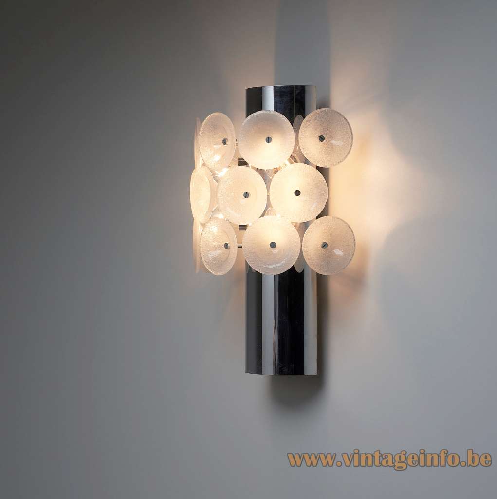 Cosack Glass Discs Wall Lamp - 1960s, 1970s, Bubble Glass Design, Germany Cosack glass discs wall lamp half round chrome wall mount 14 blown bubble glass slices lampshade 1960s 1970s design Germany