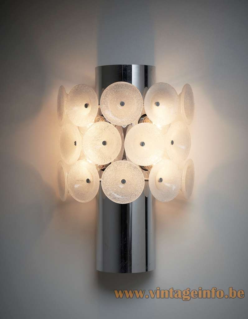 Cosack Glass Discs Wall Lamp - 1960s, 1970s, Bubble Glass Design, Germany Cosack glass discs wall lamp half round chrome wall mount 14 blown bubble glass slices lampshade 1960s 1970s design Germany