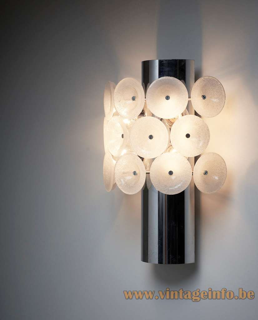 Cosack Glass Discs Wall Lamp - 1960s, 1970s, Bubble Glass Design, Germany Cosack glass discs wall lamp half round chrome wall mount 14 blown bubble glass slices lampshade 1960s 1970s design Germany