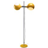 Cosack globes floor lamp 8272 round metal base chrome stem 2 adjustable sphere lampshades 1970 Stürzenhofecker design Germany