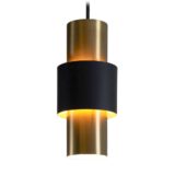 Fog & Mørup Etna pendant lamp brass tubular lampshade 3 parts black middle ring 1960s E27 socket design: Jo Hammerborg Denmark 1970s