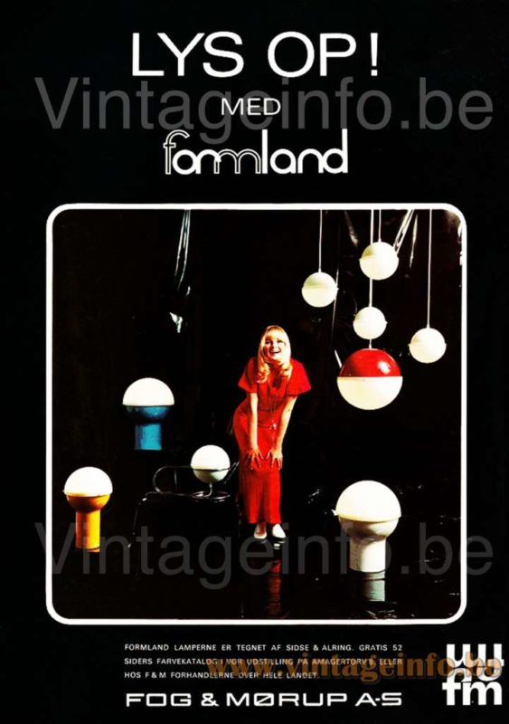 Fog & Morup Formland table lamp 1970s catalogue picture Danish publicity Lys Op = list all models 