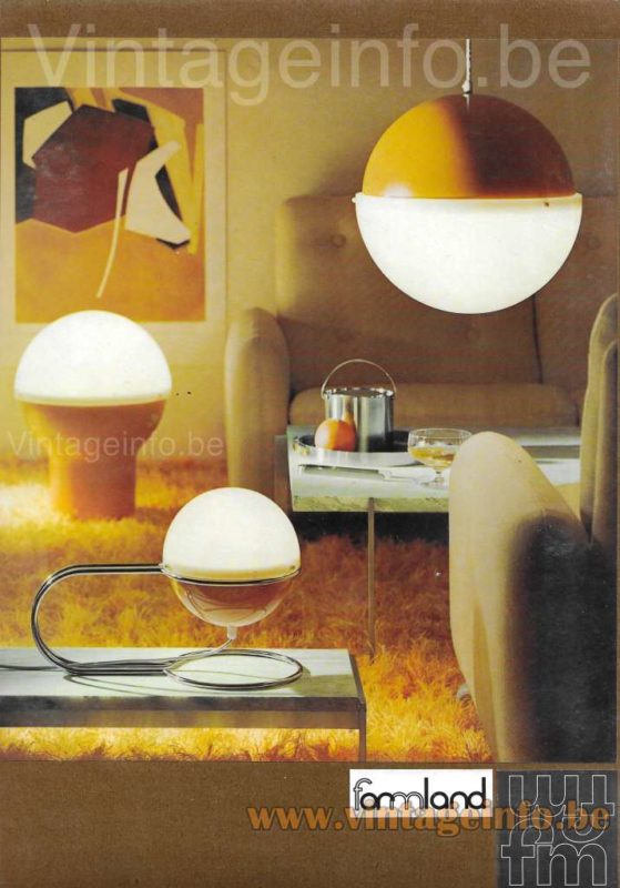 Fog & Morup Formland table lamp 1970s catalogue picture - floor lamp, table lamp & pendant lamp in yellow