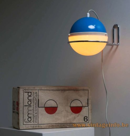 Fog & Morup Formland table lamp blue turquoise wall lamp version with a chrome tubular frame 1970 design: Sidse Werner & Leif Alring