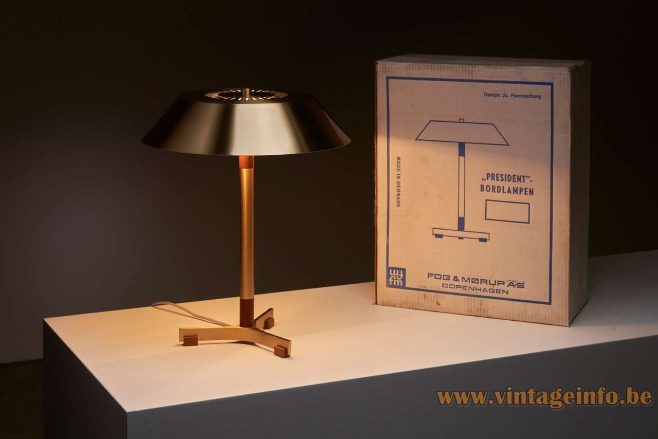 Fog & Mørup President Desk Lamp - 1960s Design Jo Hammerborg, Denmark + Original Box Fog & Mørup President desk lamp + original cardboard box 1960s design: Jo Hammerborg Denmark