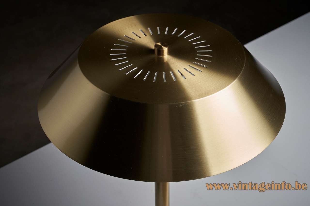 Fog & Mørup President Desk Lamp - 1960s Design Jo Hammerborg, Denmark - Top View0. Fog & Mørup President desk lamp top view brass mushroom lampshade with elongated slits 1960s design: Jo Hammerborg Denmark