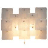 Kalmar Schuppen wall lamp square foam bubble glass discs lampshade metal wall mount 1970s design: Carlo Nason