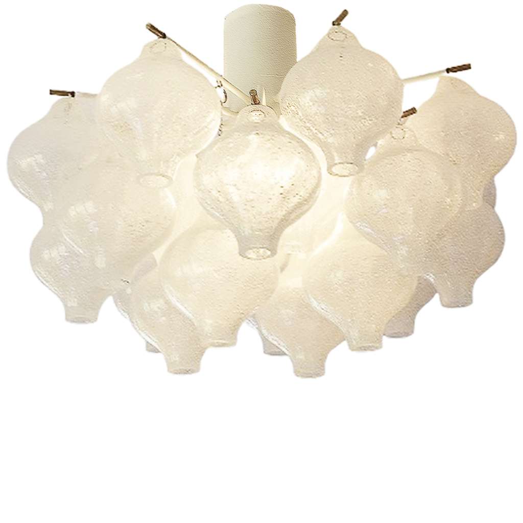 Kalmar Tulipan ceiling lamp 24 hand-blown bubble glass tulip bulb form lampshade 1970s design: Carlo Nason AV Mazzega, Murano + Kalmar, Austria
