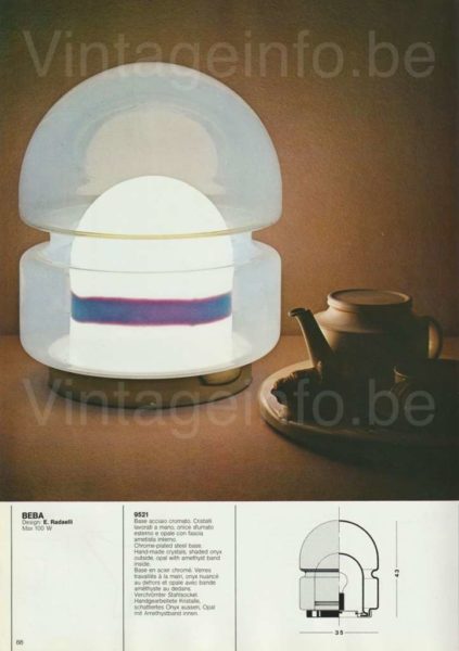 Lamperti Beba table lamp 1970s catalogue picture design: Ernesto Radaelli model 9521
