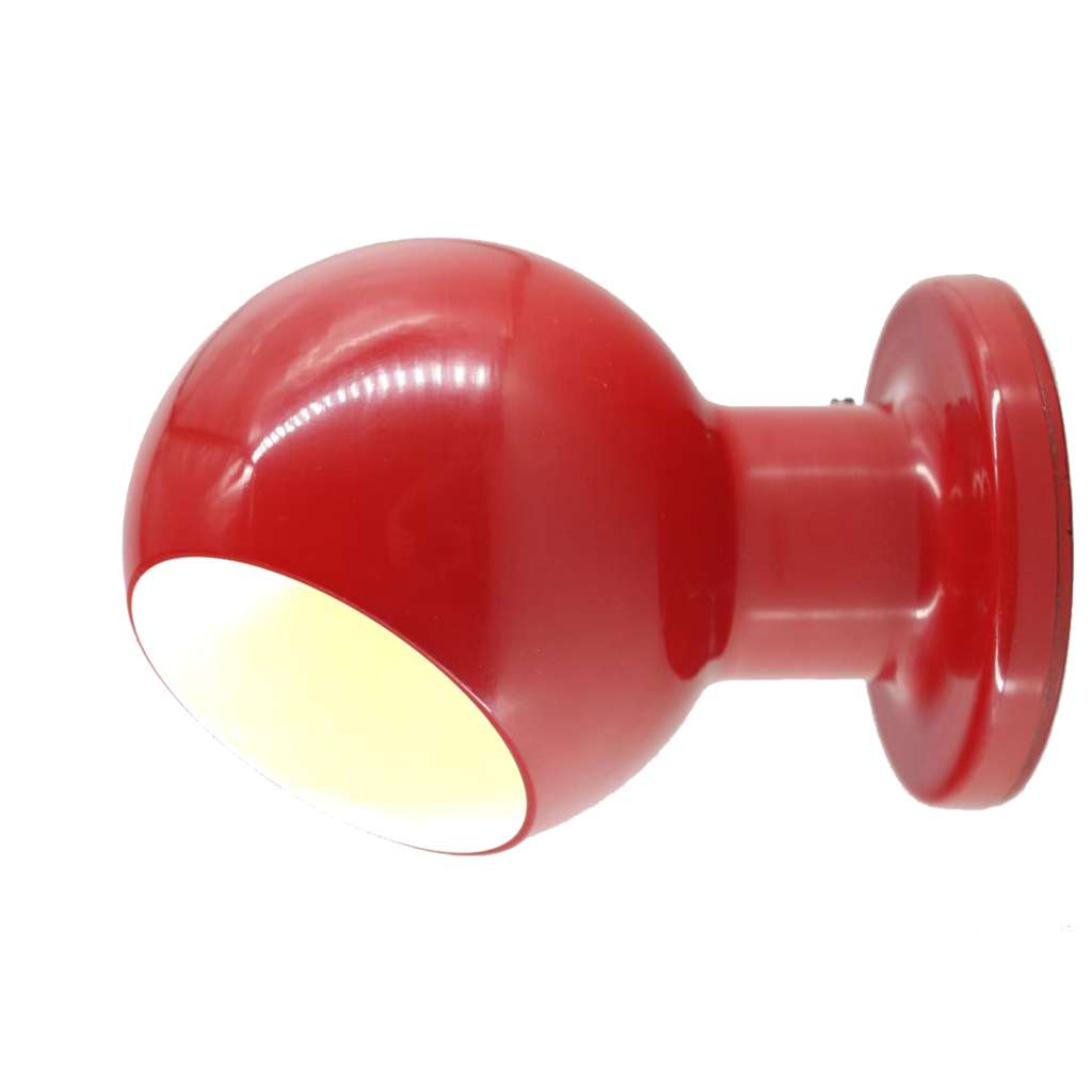 Metalarte Eyeball wall lamp 1815 red metal wall mount & globe lampshade 1974 design: Metalarte Team Spain