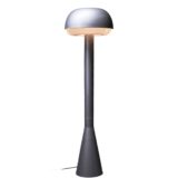 Metalarte floor lamp 3821 silver painted conical metal base thick stem mushroom lampshade white acrylic diffuser 1970s design: Enrique Franch