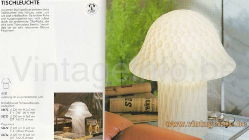 Peill+Putzler Kenia table lamp 1988-1990 catalogue picture models: 58673, 58723, 58672, 58722. No name, other design.