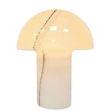 Peill+Putzler Lido table lamp round opal glass base mushroom lampshade one piece blown 1980s design Germany