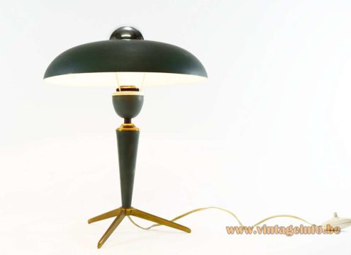 Philips Bijou desk lamp green 1950s version more rounded lampshade & socket holder tripod base
