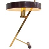 Philips Diplomat table lamp counterweight base brass rods & slats brown mushroom lampshade 1960s 1970s 1980s Z-lamp