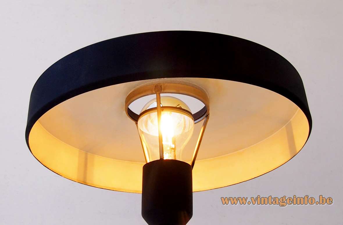 Philips Romeo Table Lamp - 1960s, 1970s, The Netherlands, Belgium - Inside View Philips Romeo table lamp inside view mushroom lampshade white below E27 socket silver tipped light bulb 1960s-1980s