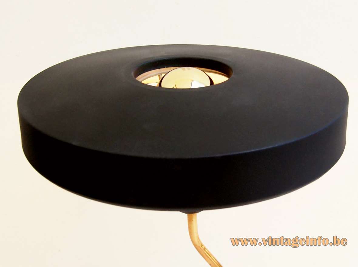 Philips Romeo Table Lamp - 1960s, 1970s, The Netherlands, Belgium - Lampshade Philips Romeo table lamp black mushroom lampshade round hole silver tipped light bulb 1960s 1970s 1980s