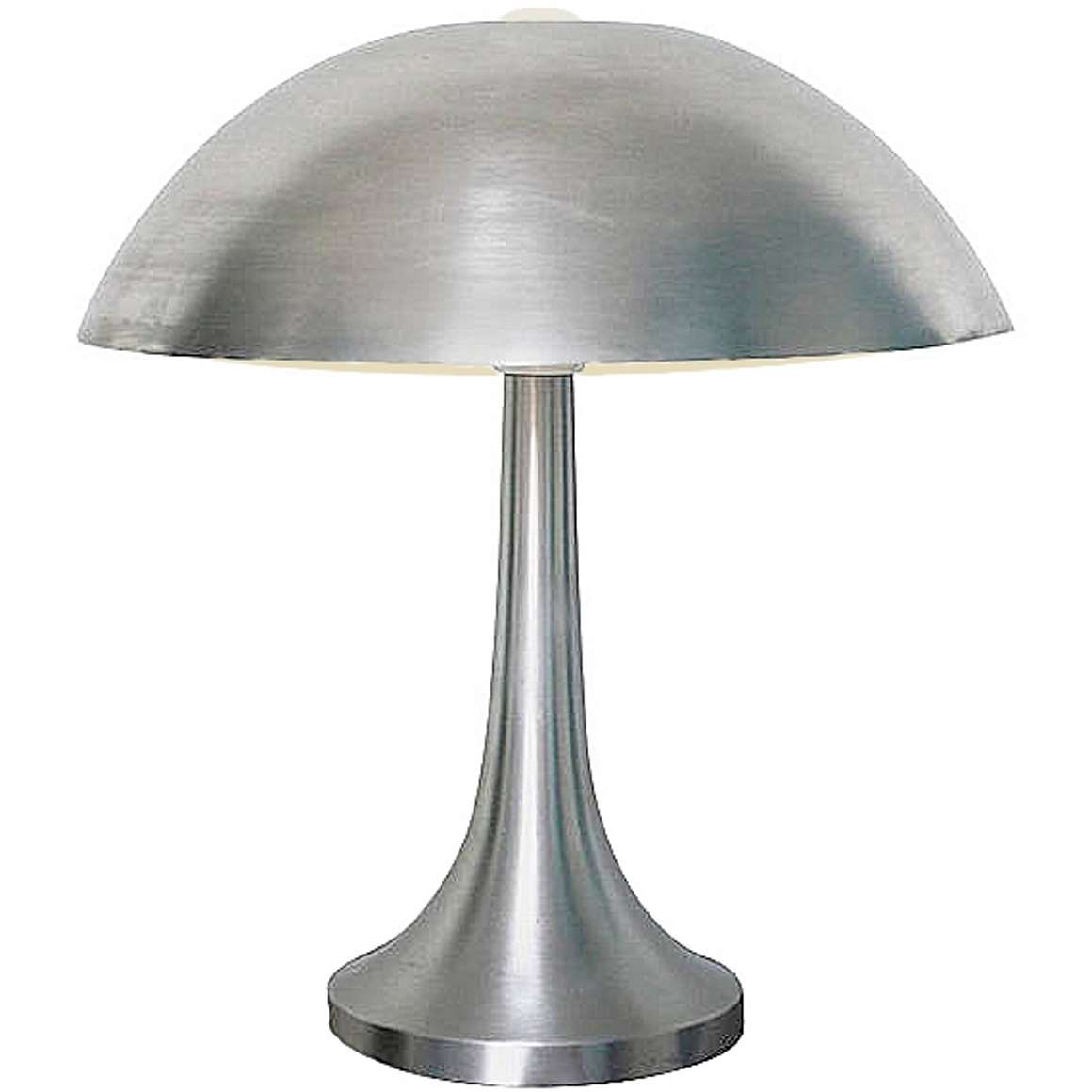 Philips Tremelo desk lamp conical base brushed aluminium mushroom lampshade 1960s 1970s silver tipped light bulb