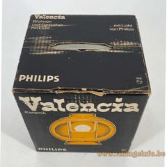 Philips Valencia table lamp black cube cardboard shipping box 1960s 1970s design The Netherlands