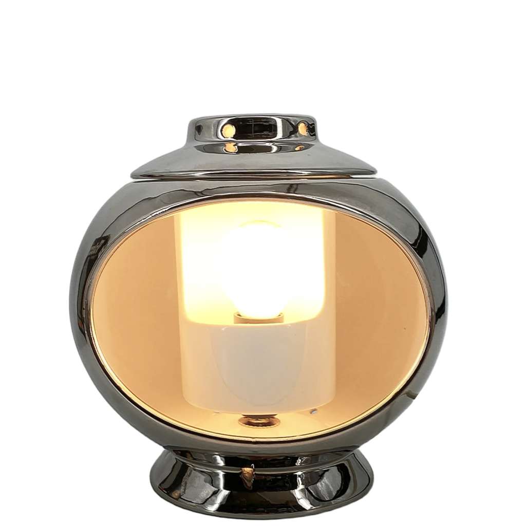 Philips Valencia table lamp eclipse style chrome glazed ceramic globe lampshade 1960s 1970s The Netherlands no Marcello Cuneo design