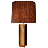 Triangular brass Cosack table lamp three-cornered base fabric lampshade acrylic diffuser 1970s design Germany