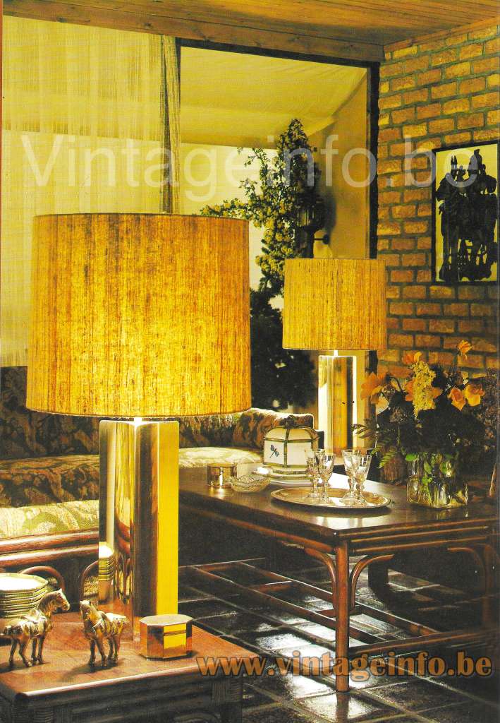 riangular brass Cosack table lamp model 7994 atmosphere 1977 catalogue picture Germany