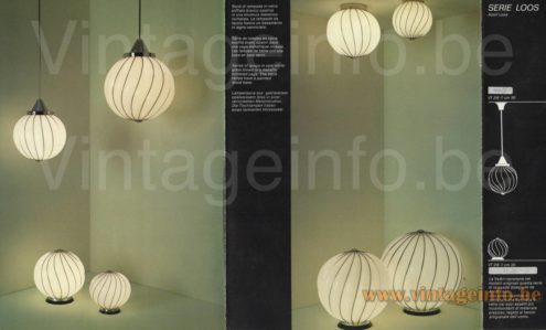 VeArt Loos table lamp 1970s catalogue picture models: pendant lamps, ceiling lamps, table lamps different sizes 