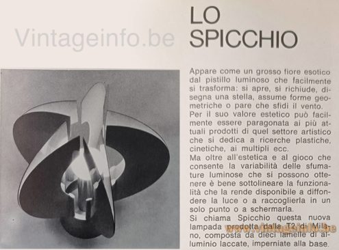 Ezio Zanobini Spicchio table lamp 1970 Formaluce Magazine 15 Lo Spicchio Italian text