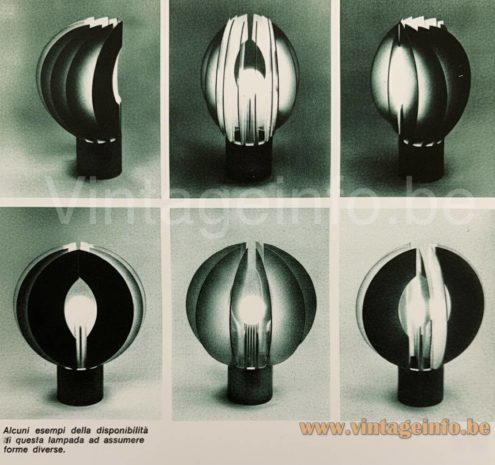 Ezio Zanobini Spicchio table lamp catalogue picture flower style slats lampshade several different views possibilities positions