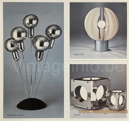Ezio Zanobini Spicchio table lamp 1970 Tronconi catalogue picture other models: Pallone tavolo & Cubo