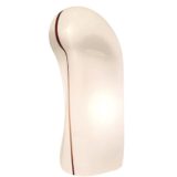 Kalmar Pollici table lamp hand-blown biomorph elongated white opal glass Murano lampshade brown longitudinal stripe 1970s design Austria