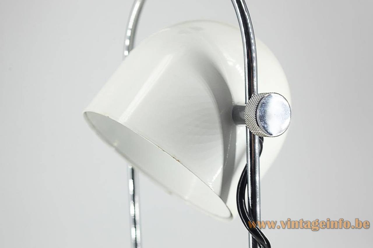 Madom BA-5473 Table Lamp - 1970s Design: Josep Maria Magem, Spain - Lampashade Madom BA-5473 table lamp round white metal adjustable half-round lampshade chrome rods & ornamental screw 1970s design: Josep Maria Magem Spain